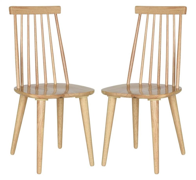 Safavieh American Homes Collection Burris Country Farmhouse Natural Spindle Side Chair Wood Set of 2