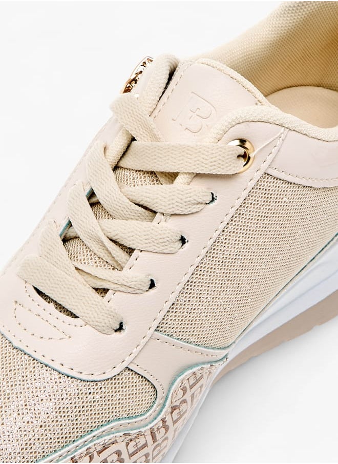Flora Bella By Shoexpress Women Monogram Print Sneakers with Lace-Up Closure  - Image 4