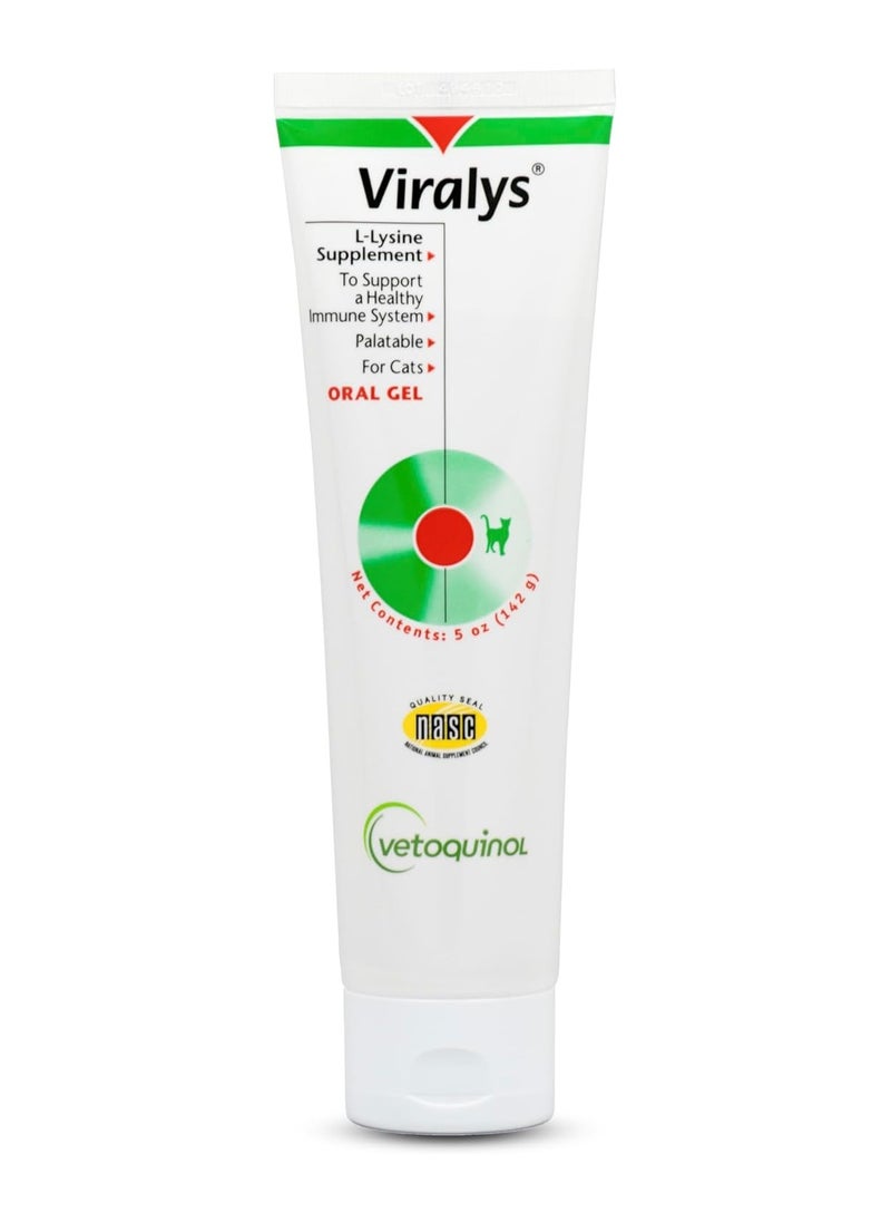 Vetoquinol Vetoquinol Viralys Oral Gel for Cats – Daily Immune & Respiratory Support with L-Lysine, 142g  - Image 1