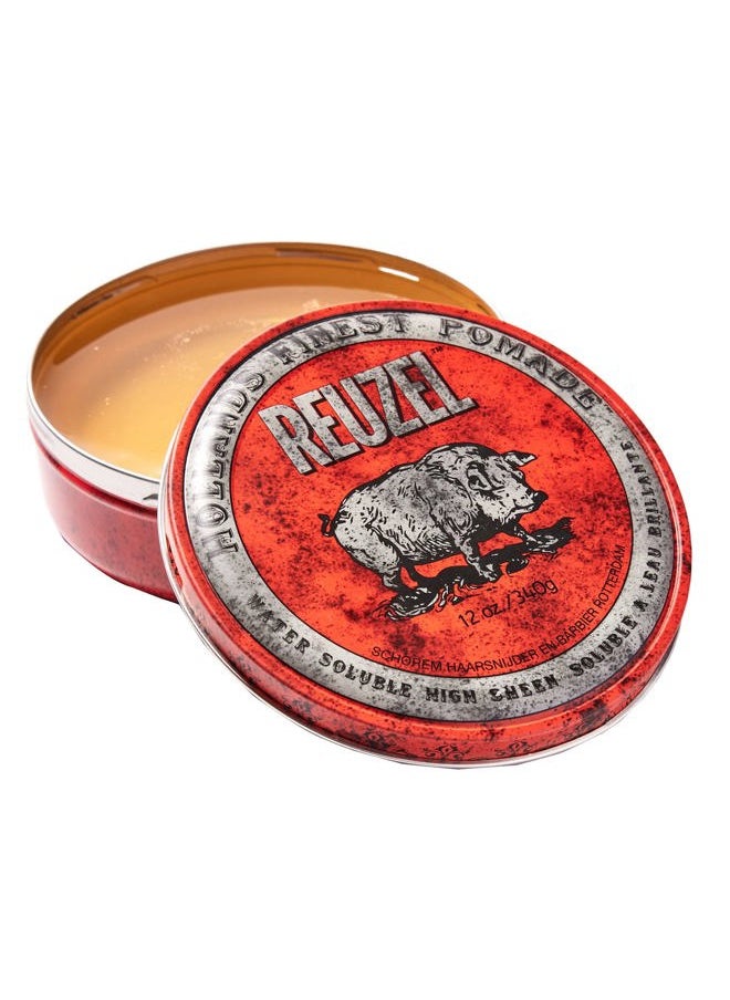 Reuzel Reuzel Red Water Soluble High Sheen Pomade - No Dry Formula - Keeps High Shine And Strong Hold All Day Without Flaking - Easy Rinse Out - Subtle Vanilla Cola Fragrance  - Image 1