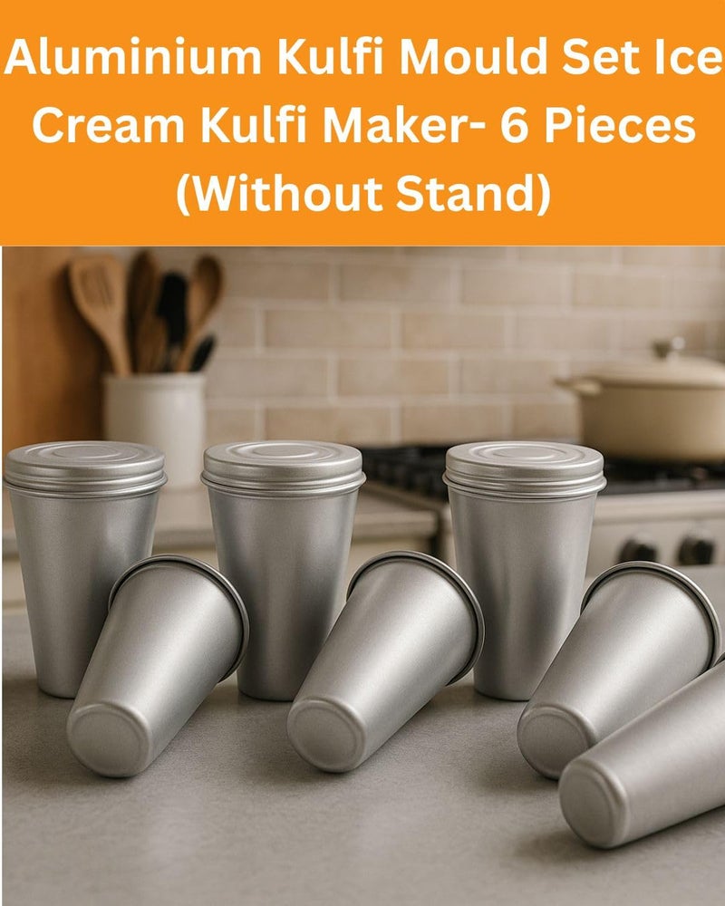 DiBha Aluminium Kulfi Maker Without Stand, Kulfi Mold, Ice Cream Mould Color-Silver (Pack of 6) - Image 2