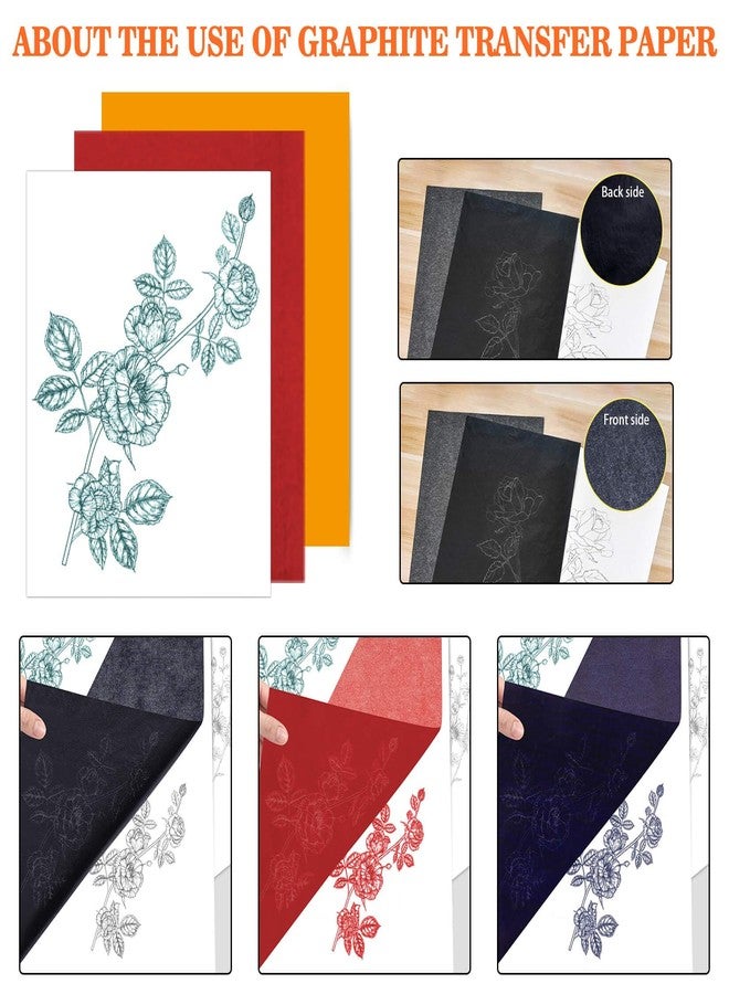 psler ٩٠ قطعة من ورق نقل الجرافيت و٦٠ قطعة من ورق التتبع - ورق كربون لتتبع الجرافيت، ورق نسخ كربوني للخشب، والحرف اليدوية، والقماش، مقاس A4 (٨.٥ × ١١ بوصة) - Image 3