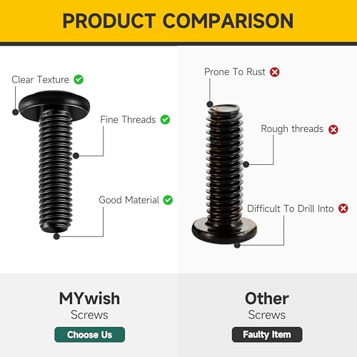 Mywish M6 Bolts x 12/16/20/25/30mm 25Pcs Flat Head Hex Socket Cap Screws Bolts Assortment Kit, 304 Stainless Steel Furniture Bolts, Black Oxide & Hex Spanner - Image 4