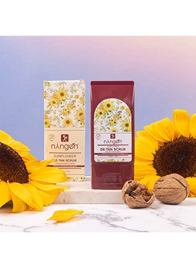ningen سكراب إزالة تان عباد الشمس I مدعوم بزيت بذور العنب والتوت والجوز I مختبر جلدياً خالي من البارابين I يرطب ويقشر ويزيل تان I 100غ أبيض - Image 3