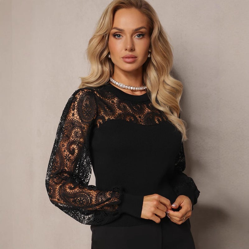 Women's Lace Hollow-Out Long Sleeve Blouse Spring 2026 - Image 3