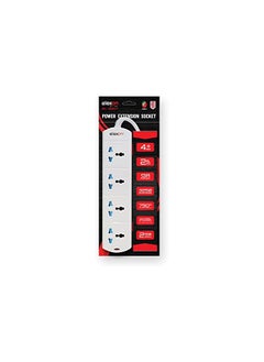elexon Elexon (EL 2007) Universal Power Extension Cord with 4 Power Sockets 2 meter cable, 4 Way Power Strip ESMA Certified - White  - Image 2