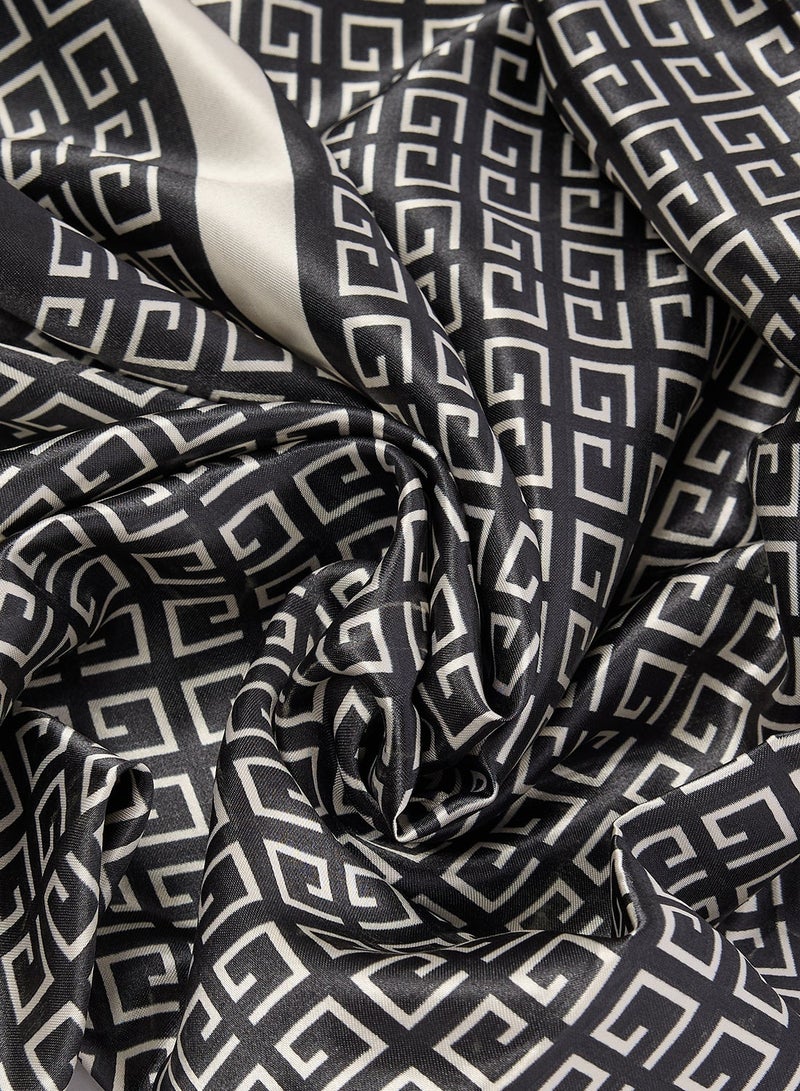 Ginger Satin Monochrome Headscarf - Image 3