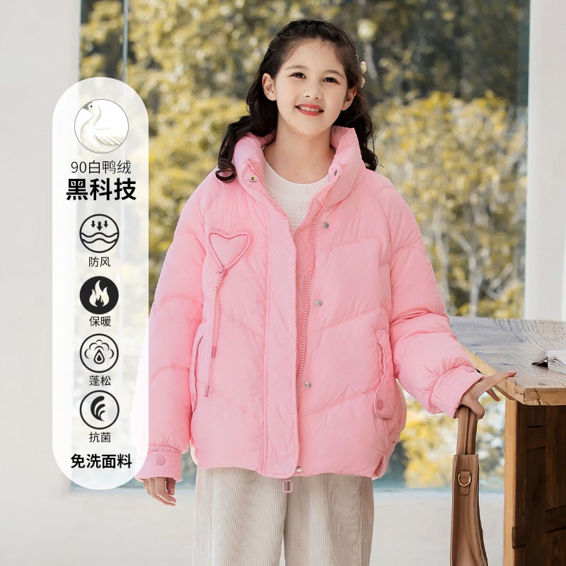 Wash-free 90 White Duck Down Jacket for Girls 2024 New Autumn and Winter Childrens Clothing Girls Cotton-padded Coat Childrens Winter Coat Pink Down Jacket 