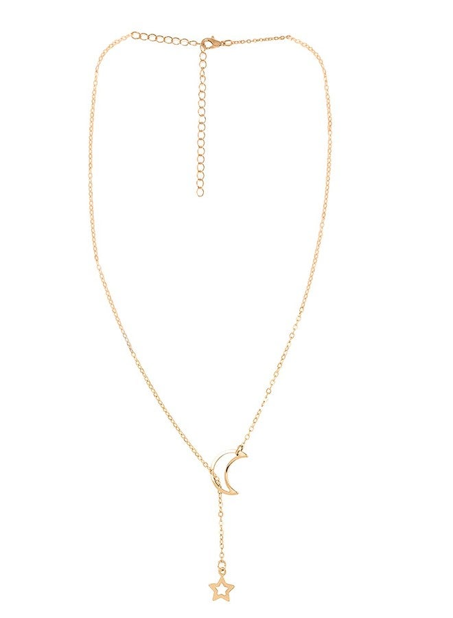 OOMPHelicious Jewellery Set of 2 Gold Multi Layered Multi Strand Star Moon Necklaces for Women & Girls - Image 2