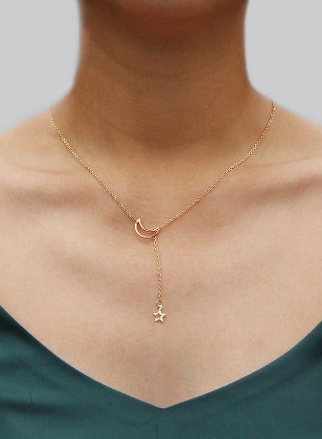 OOMPHelicious Jewellery Set of 2 Gold Multi Layered Multi Strand Star Moon Necklaces for Women & Girls - Image 4