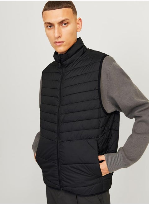 High Stand Up Collar Puffer Gilet with Storage Bag