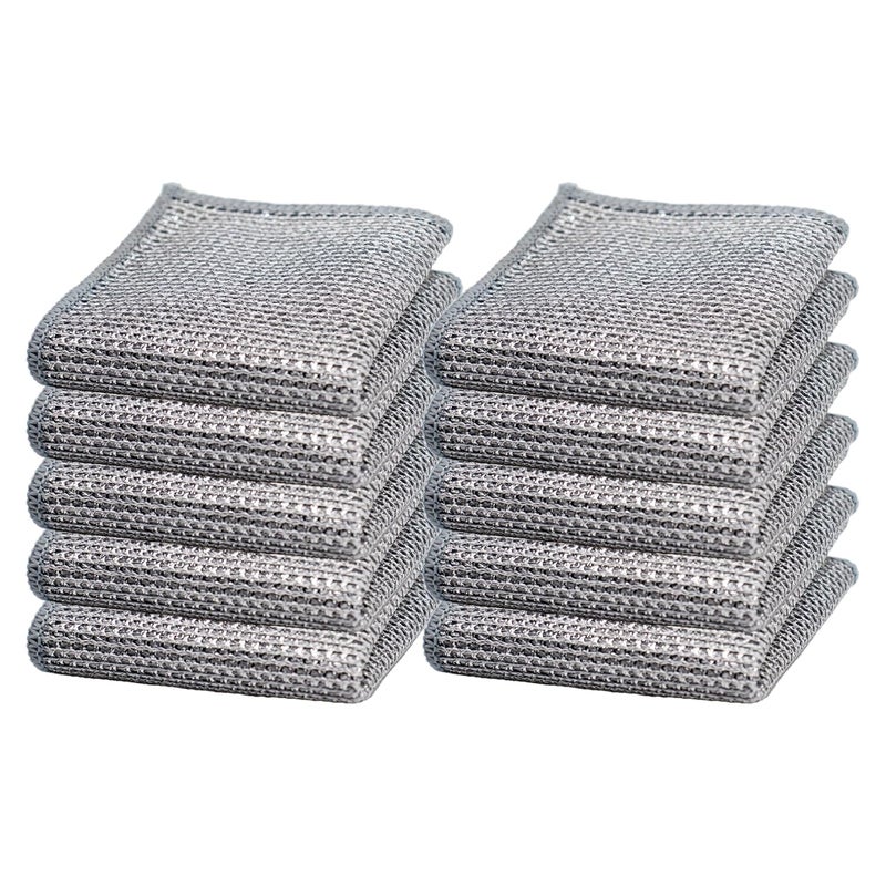UMANI UMANI 10 pcs Wire Dishwashing Rags for Wet and Dry Dishes DoubleLayer Steel Wire Multifunctional NonScratch Scrubbing Pads Kitchen Cleaning Cloths for DishesSinksStove Tops Silver UMA240507