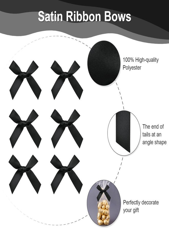 Simplegoal 50 PCS 2" Mini Ribbon Bow Black Satin Ribbon Pre-tie Bows for Crafts Gift Wrapping Bakery Candy Bags Hair Wedding Christmas - Image 3