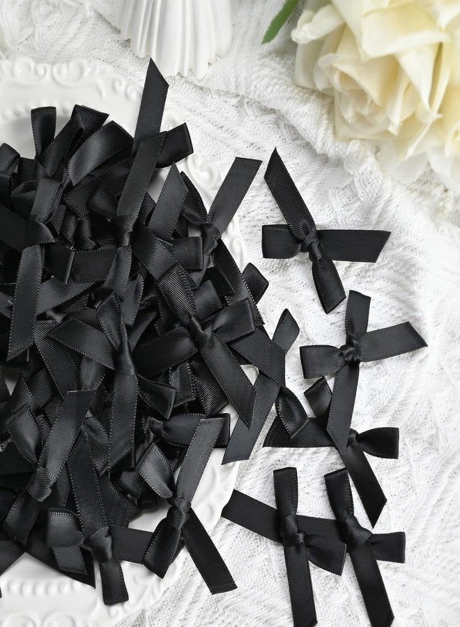 Simplegoal 50 PCS 2" Mini Ribbon Bow Black Satin Ribbon Pre-tie Bows for Crafts Gift Wrapping Bakery Candy Bags Hair Wedding Christmas - Image 4
