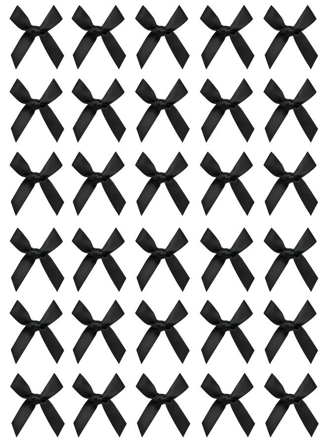 Simplegoal 50 PCS 2" Mini Ribbon Bow Black Satin Ribbon Pre-tie Bows for Crafts Gift Wrapping Bakery Candy Bags Hair Wedding Christmas - Image 1