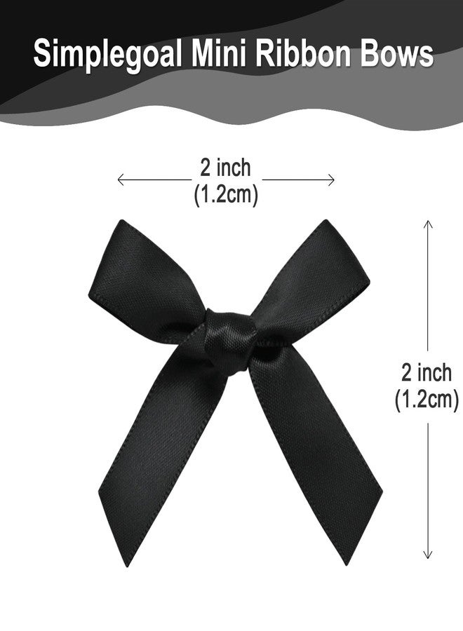 Simplegoal 50 PCS 2" Mini Ribbon Bow Black Satin Ribbon Pre-tie Bows for Crafts Gift Wrapping Bakery Candy Bags Hair Wedding Christmas - Image 2