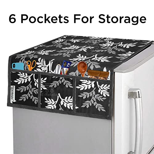 E-Retailer® Exclusive 3-Layered Polyester Combo Set of Appliance Covers (Fridge Top Cover, Microwave Oven Top Cover, Front Load Washing Machine Cover) (Black, Leaf Design, 3 Pcs.) - Image 3