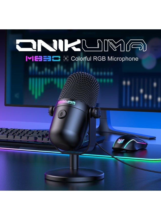 أونيكوما ميكروفون مكثف USB للألعاب مع خاصية إلغاء الضوضاء RGB وميكروفون كمبيوتر مع كتم الصوت للدردشة عبر الإنترنت - Image 2