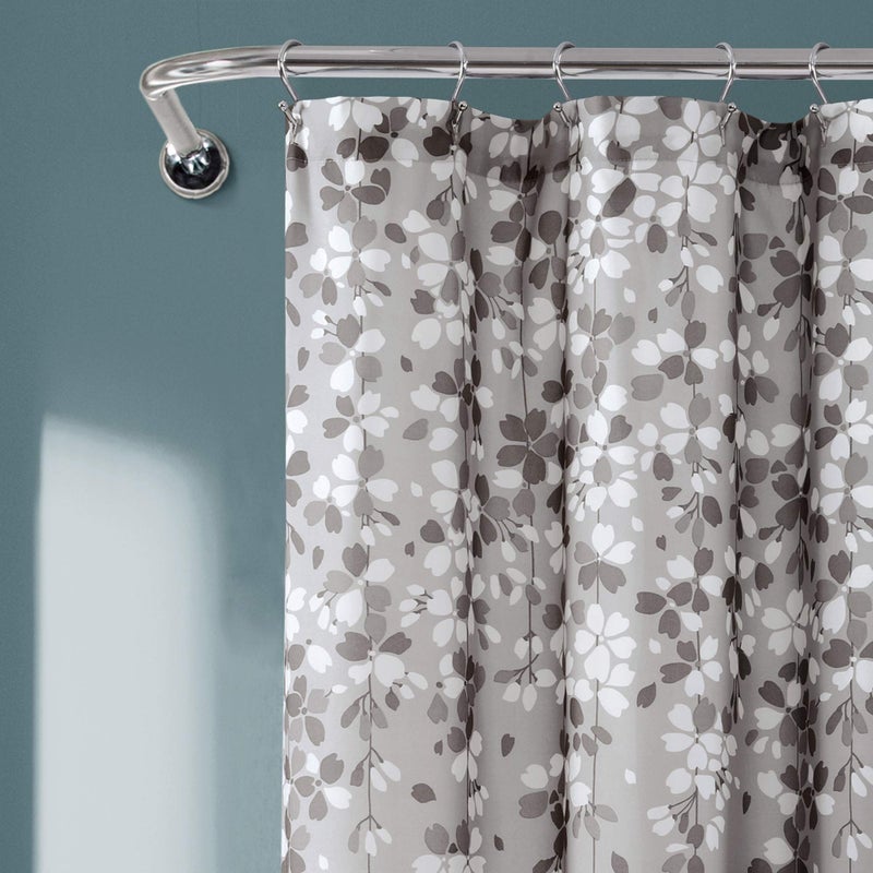 Lush Decor Weeping Flower Shower Curtain 72"W x 72"L Gray - Fabric Shower Curtains for Bathroom - Floral Bathroom Curtain - Cottage Core Decor - Image 4