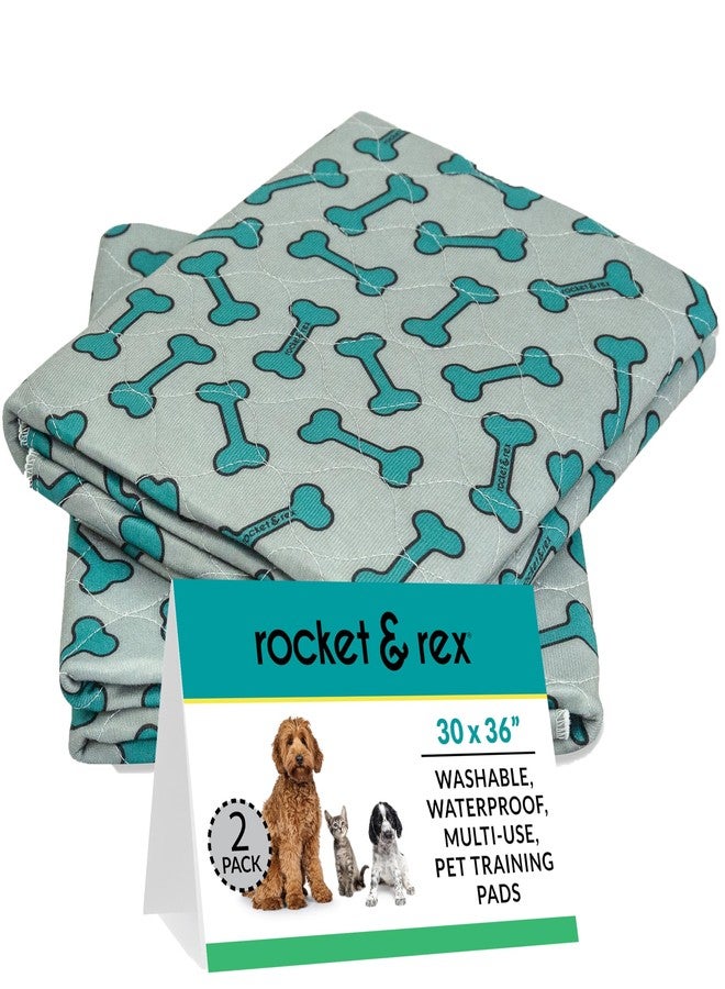 rocket & rex Premium Washable Pee Pads for Dogs, Waterproof & Reusable Puppy Pads for Potty Training, Whelping, Lining Crates & More, Guaranteed for up to 300 Washes, 30" x 36" (Pack of 2) - Image 1