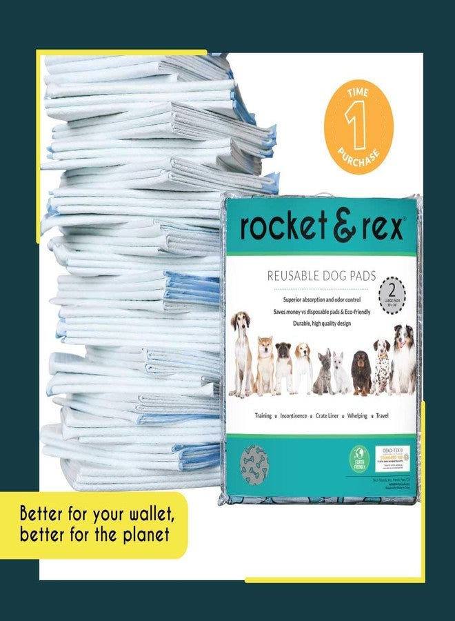 rocket & rex Premium Washable Pee Pads for Dogs, Waterproof & Reusable Puppy Pads for Potty Training, Whelping, Lining Crates & More, Guaranteed for up to 300 Washes, 30" x 36" (Pack of 2) - Image 3