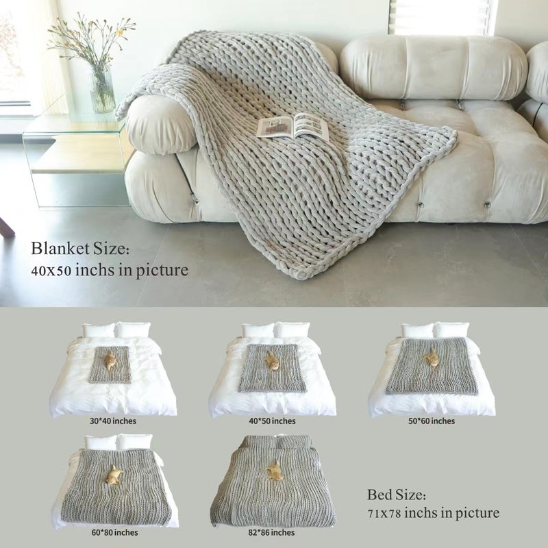 Maetoow Chenille Chunky Knit Blanket Throw ï¼ˆ40Ã—50 Inchï¼‰, Handmade Warm & Cozy Blanket Couch, Bed, Home Decor, Soft Breathable Fleece Banket, Christmas Thick and Giant Yarn Throws, Light Pink - Image 5