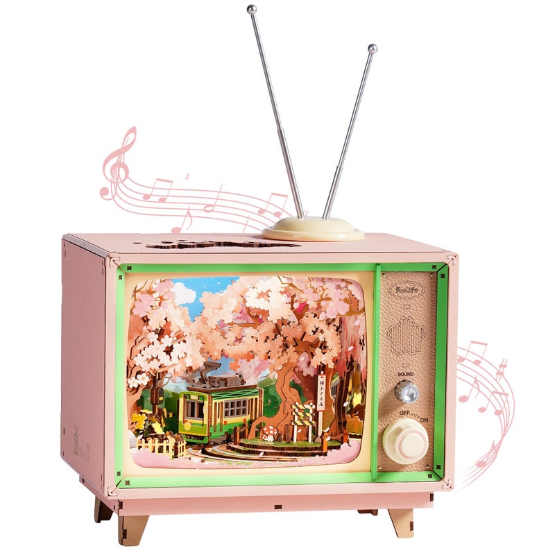 Rolife 3D Puzzle for Adults-Sakura Dreamy Tour, 3D Wooden Puzzles TV Music Box for Mom, DIY Creative Craft Kits Model Kits for Adults, Unique Gift and Home Decor (Sakura Dreamy Tour) - Image 1