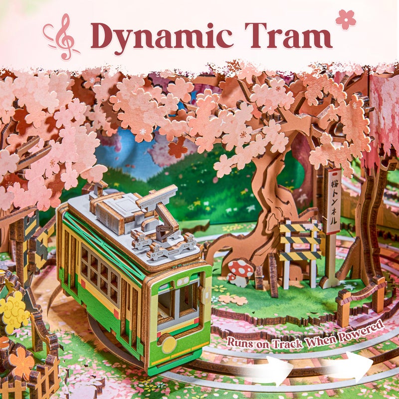 Rolife 3D Puzzle for Adults-Sakura Dreamy Tour, 3D Wooden Puzzles TV Music Box for Mom, DIY Creative Craft Kits Model Kits for Adults, Unique Gift and Home Decor (Sakura Dreamy Tour) - Image 3