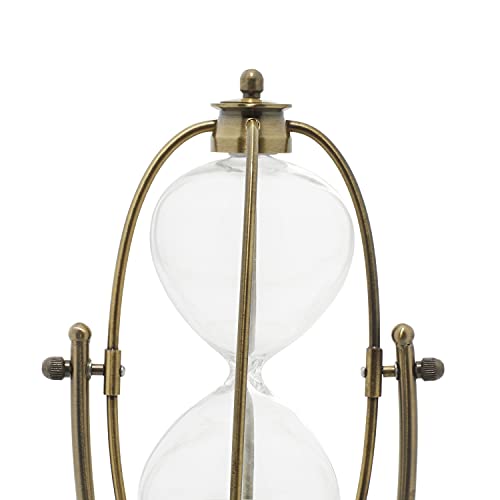 Deco 79 Glass Timer with Rotating Stand, 13" x 6" x 6", Brass - Image 5