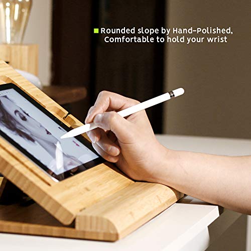 ELETIUO Tablet Desktop Stand Height Adjustable,Foldable Bamboo Drawing Ipad Holder,Multi-Angle Portable Stand Organizer,Compatible with 12.9 inch ipad pro 3rd/4th Gen - Image 5