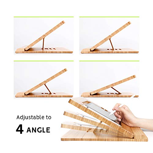 ELETIUO Tablet Desktop Stand Height Adjustable,Foldable Bamboo Drawing Ipad Holder,Multi-Angle Portable Stand Organizer,Compatible with 12.9 inch ipad pro 3rd/4th Gen - Image 4