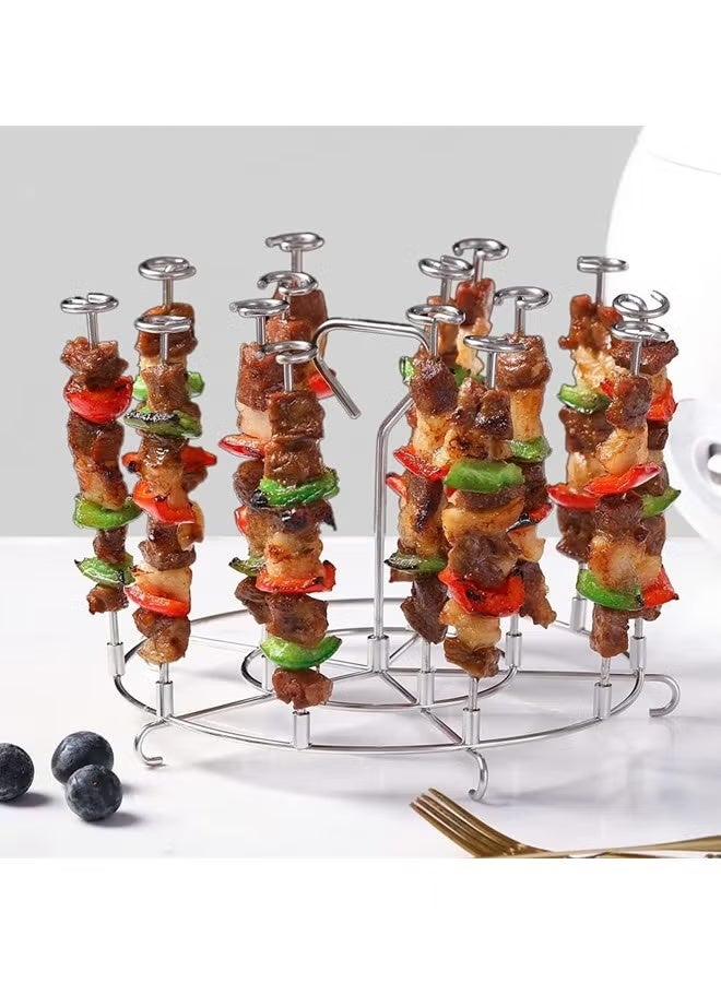 بينكساما [15 سيخ+حامل] رف شواء من الفولاذ المقاوم للصدأ 304 للقلاية الهوائية - متعدد الاستخدامات مع الأفران وطهي الأرز - سهل التنظيف مع تصميم قابل للإزالة للنزهات والحفلات - Image 2