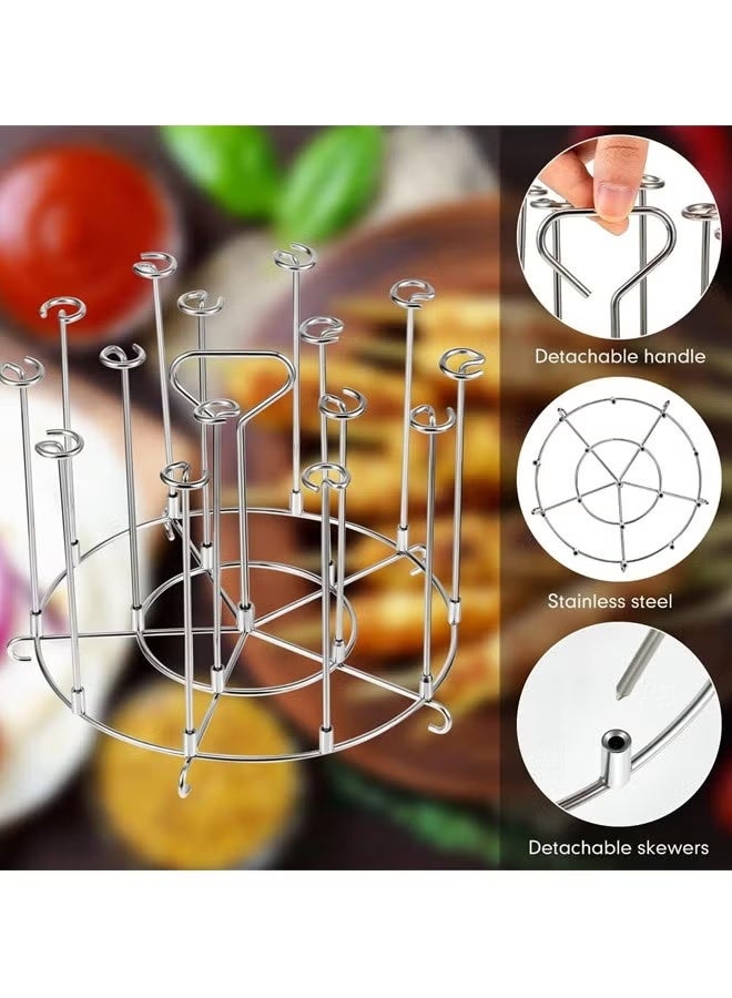 بينكساما [15 سيخ+حامل] رف شواء من الفولاذ المقاوم للصدأ 304 للقلاية الهوائية - متعدد الاستخدامات مع الأفران وطهي الأرز - سهل التنظيف مع تصميم قابل للإزالة للنزهات والحفلات - Image 4