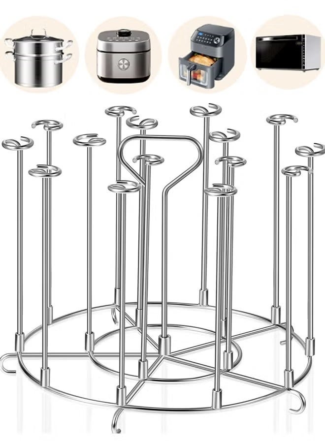 بينكساما [15 سيخ+حامل] رف شواء من الفولاذ المقاوم للصدأ 304 للقلاية الهوائية - متعدد الاستخدامات مع الأفران وطهي الأرز - سهل التنظيف مع تصميم قابل للإزالة للنزهات والحفلات - Image 1