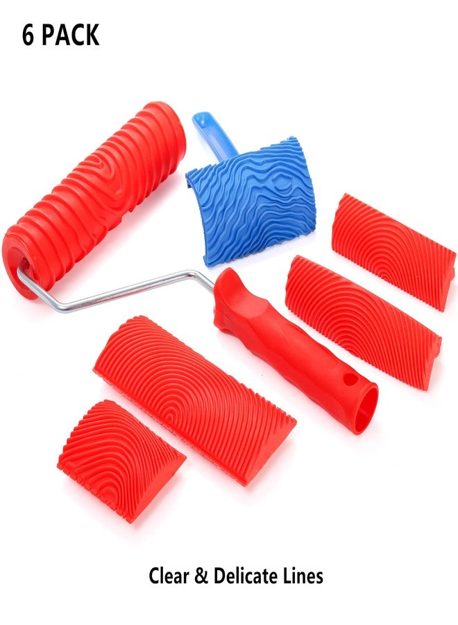 DEAYOU 6 Pack Wood Grain Tool Set, 7" Faux Wood Graining Roller, DIY Rubber Wood Pattern Paint Tool with Handle for Wall Art Painting Room Decoration - Image 3