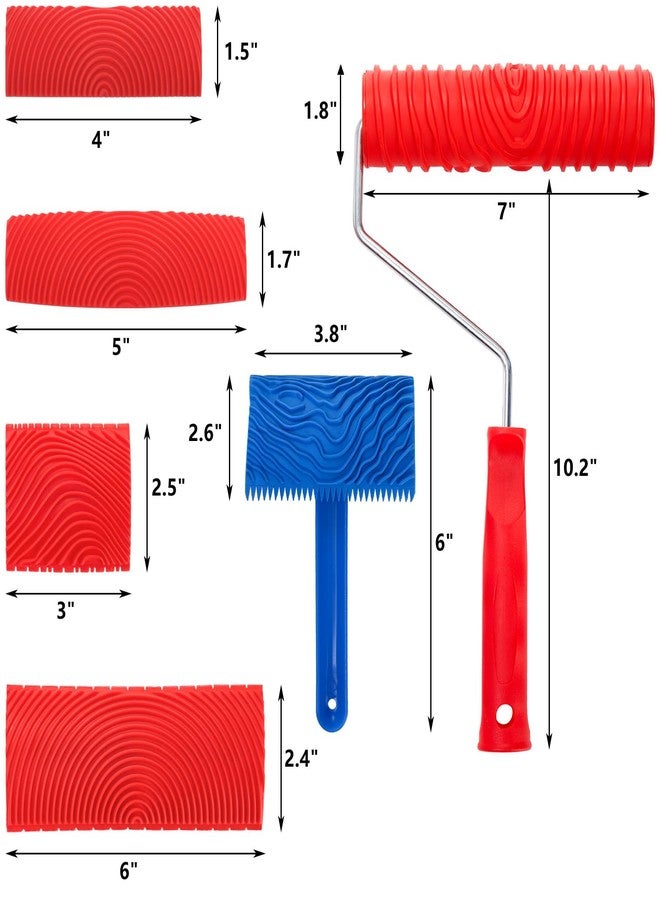 DEAYOU 6 Pack Wood Grain Tool Set, 7" Faux Wood Graining Roller, DIY Rubber Wood Pattern Paint Tool with Handle for Wall Art Painting Room Decoration - Image 2