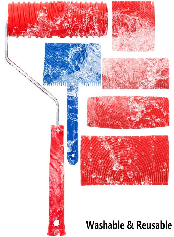 DEAYOU 6 Pack Wood Grain Tool Set, 7" Faux Wood Graining Roller, DIY Rubber Wood Pattern Paint Tool with Handle for Wall Art Painting Room Decoration - Image 5