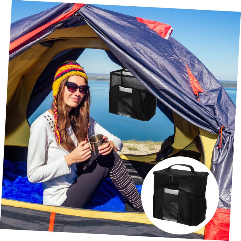 Black Hanging Travel Toiletry Bag Organizer Foldable Wash Bag with Handle for Men - Image 4