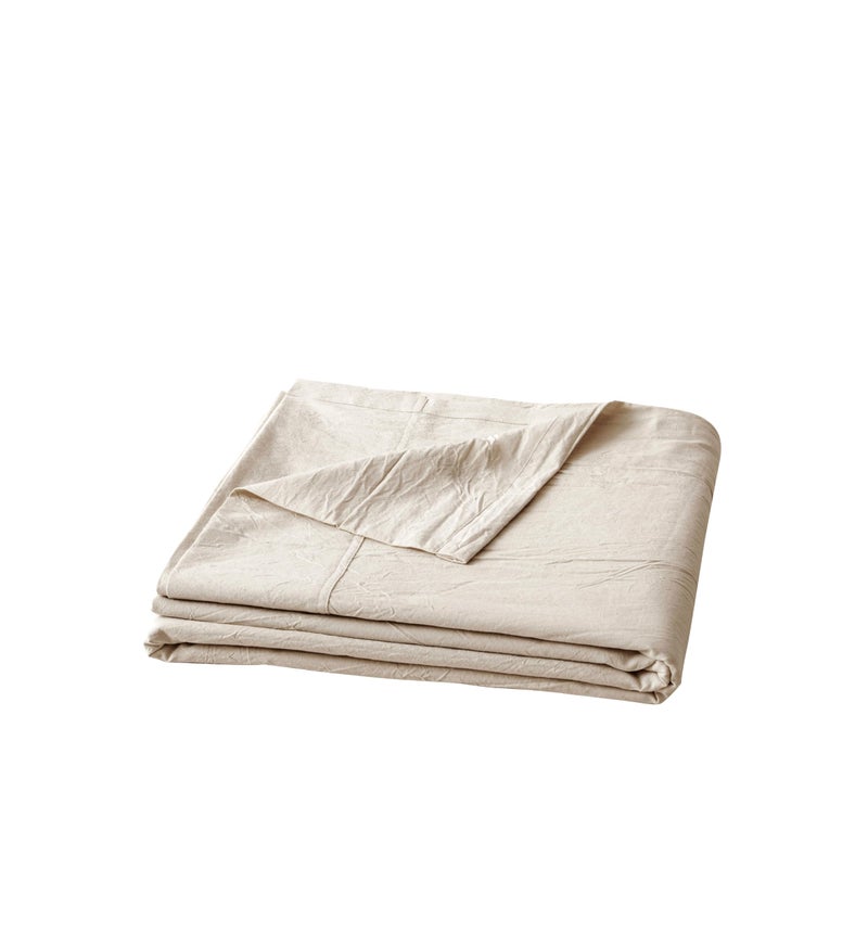 BESTOUCH Flat Sheet Only 100 Washed Cotton Linen Feel WrinkleFree FadeResistant StainResistant Bed Top Sheet Solid Linen Grey Queen - Image 2
