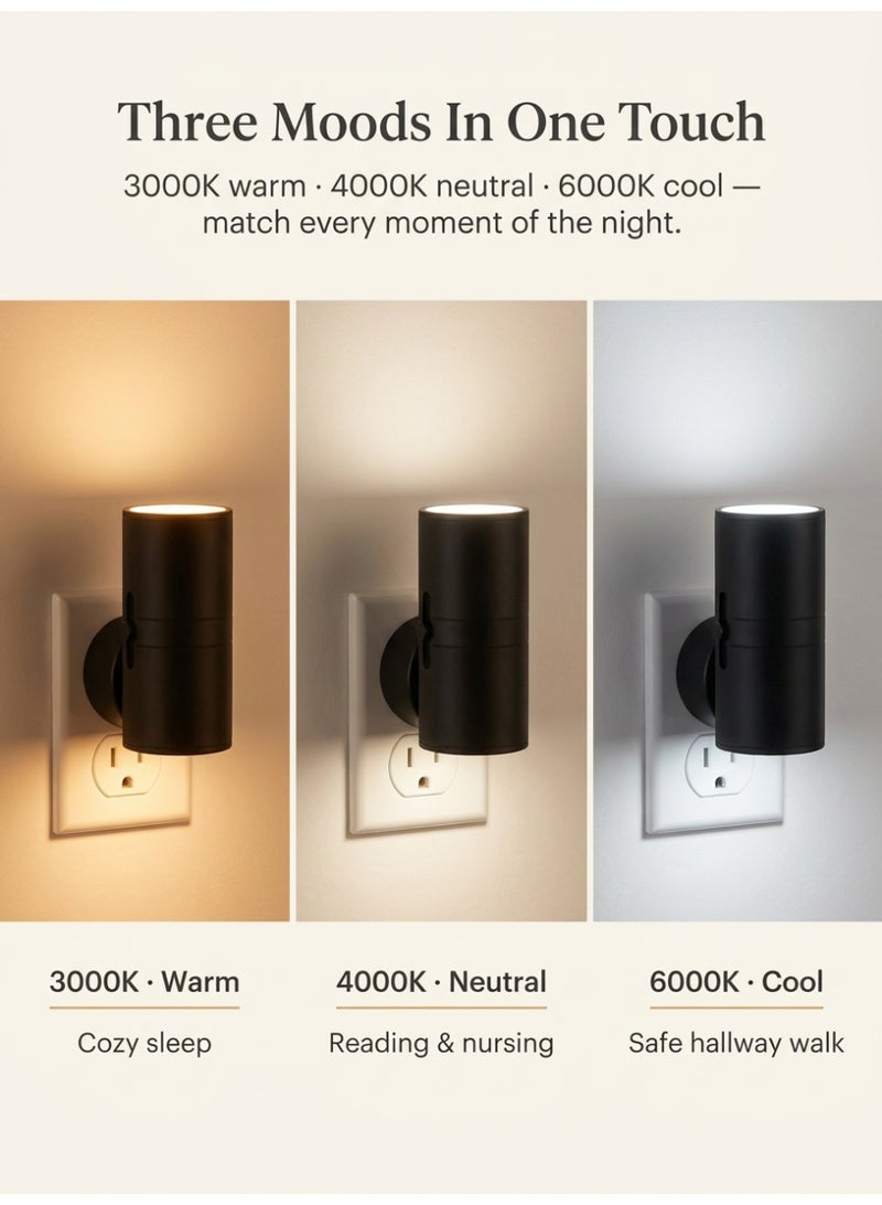 2 Pack LED Plug in Night Light with Remote Control, Smart Light Sensor Dimmable Night Lamp 5-300LM, 3000K/4000K/6000K Adjustable Brightness for Bedroom Bathroom Hallway Stairway Nursery - Image 5