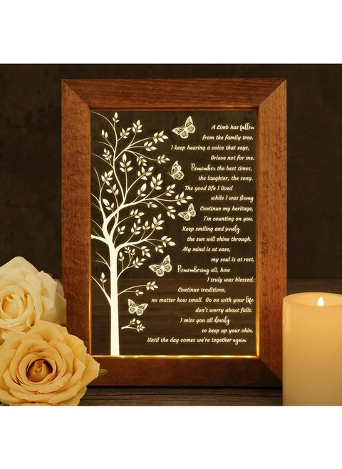 Sympathy Gift LED Lighted Acrylic Plaque Frame - Light up Memorial Picture Frame for Loss of Loved One, Memory Shadow Box with Light, Bereavement Condolences Grief Remembrance Funeral Butterfly