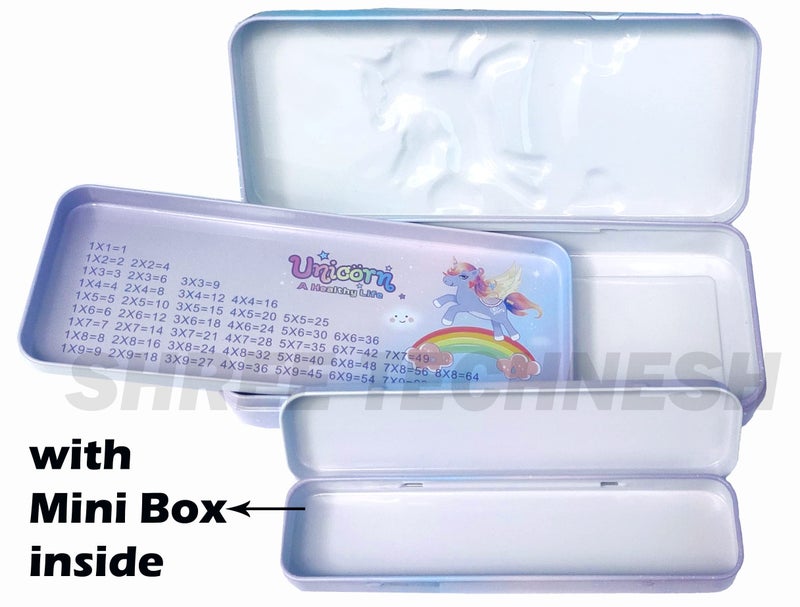 SHREE TECHNESH Metal 3D Unicorn Pencil Box With Mini Pencil Box For School Girls (Multicolor) - Image 4