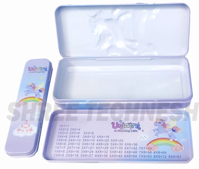 SHREE TECHNESH Metal 3D Unicorn Pencil Box With Mini Pencil Box For School Girls (Multicolor) - Image 3