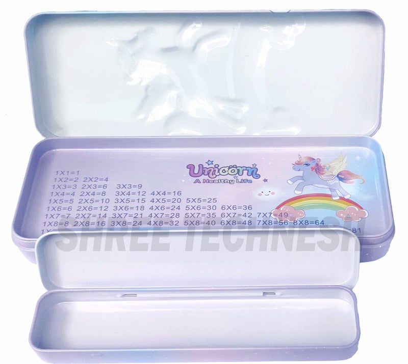 SHREE TECHNESH Metal 3D Unicorn Pencil Box With Mini Pencil Box For School Girls (Multicolor) - Image 5