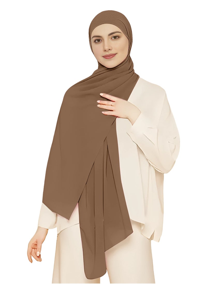 NUKHBAA Chiffon Dark Brown color Hijab-H11 