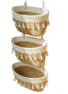 Generic Hanging Basket, 3-tier Wall Mount Hanging Organizer, Hanging Kitchen Baskets, Decorative Hanging Storage Basket for Living Room, Bathroom, Kitchen and Bedroom  - Image 1