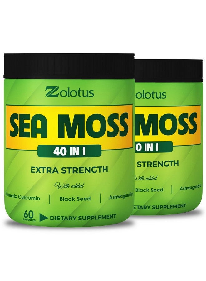 Zolotus Zolotus (2 Packs 60 Capsules Sea Moss Supplement 40 in 1, with Turmeric Curcumin, Ashwagandha Root, Bladderwrack for Immune System, Body Balance & Heart Health  - Image 1