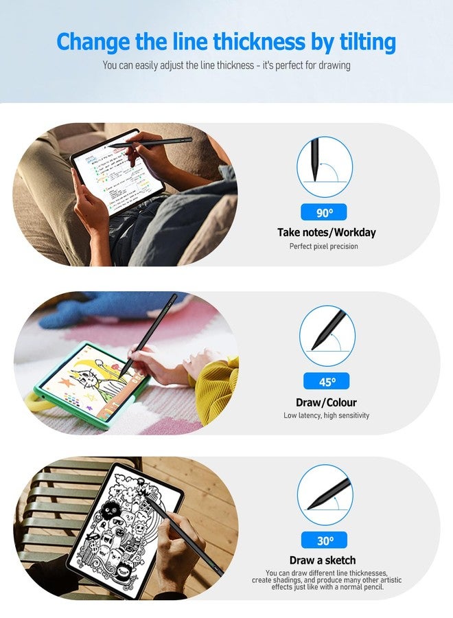 MYSTILUCK Black Stylus Pen for Apple iPad 2018-2025, (2X Faster Charge), Pixel Precision, Active Pencil Compatible with iPad 10/9/8/7/6th Gen, Pro 12.9"/11"/M4, Air 3/4/5/M2/M3, Mini 5/6/7th - Image 4