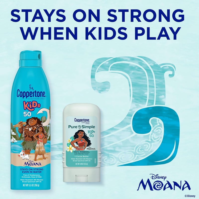 Coppertone Kids Sunscreen Spray SPF 50 and Pure & Simple Sunscreen Stick SPF 50 - Image 3