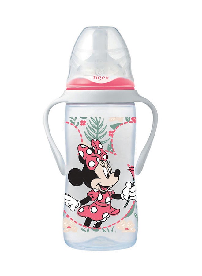 TIGEX 3 Speed Wide Neck Feeding Bottle 300Ml With Handles Silicone Teat Silicone Teat Minnie Design, Suitable From 6 Months - Image 1